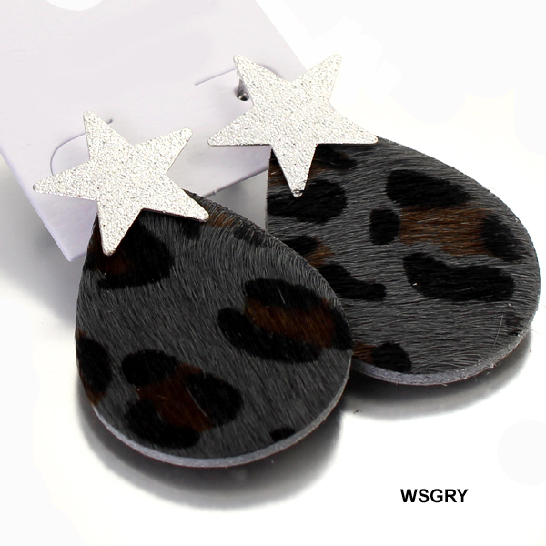 LEATHER METAL STAR ANIMAL PRINT ER(EF0313-CE2710)