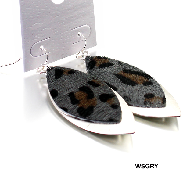 COWHIDE ANIMAL PRINT FISH HOOK ER(EF0317-CE2733)