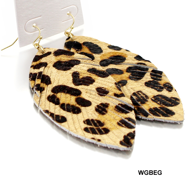 LEATHER ANIMAL PRINT FISH HOOK ER(EF0321-CE2583)