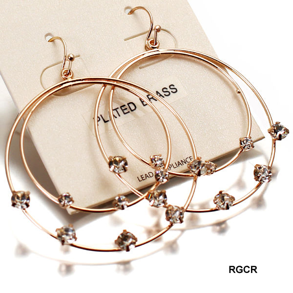 DUO BRASS HOOP WITH CRYSTAL ER(EF0324-HE1590)