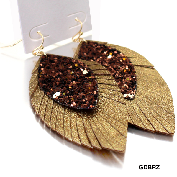 LEATHER GLITTER 2 LAYERED FISH HOOK ER(EF0338-CE2552)