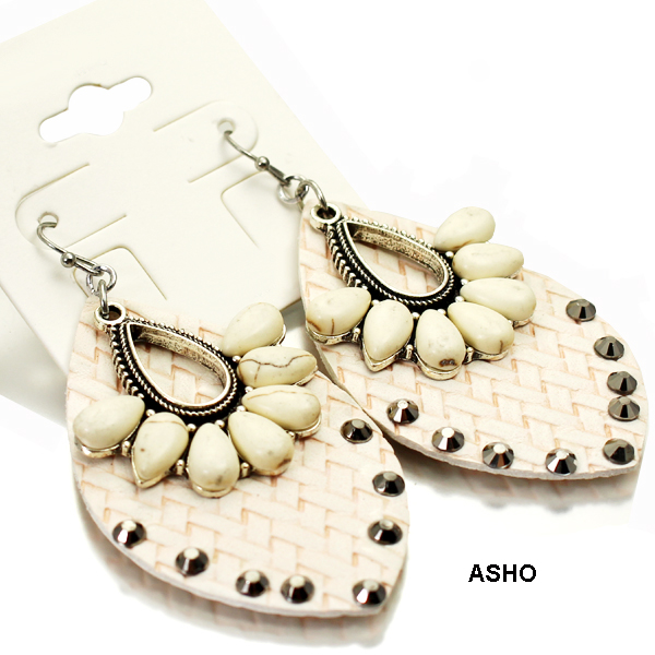 FASHION LEATHER W STONE ER(EF0501-AE3212)