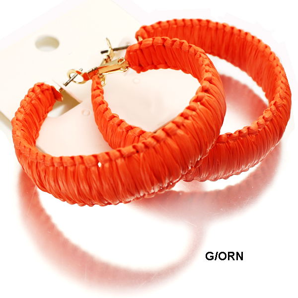 FASHION RAFFIA WRAPPING HOOP ER2"(EF0631-HE5048)