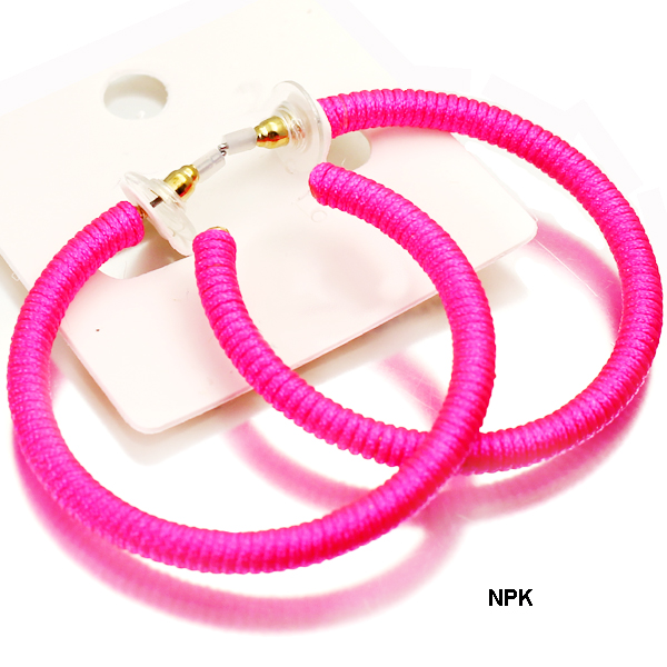 FASHION NEON COLOR RAFFIA WRAPPING HOOP ER2"(EF0632-HE5048)