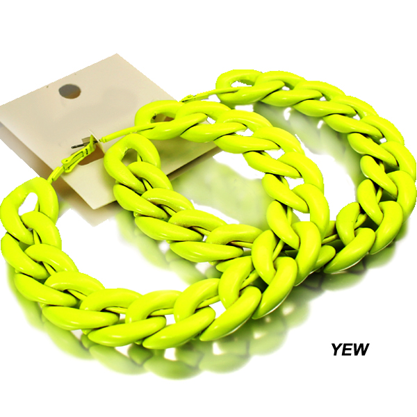 FASHION CUBAN NEON COLOR CHAIN ER3.5"(EF0977-KE3264)