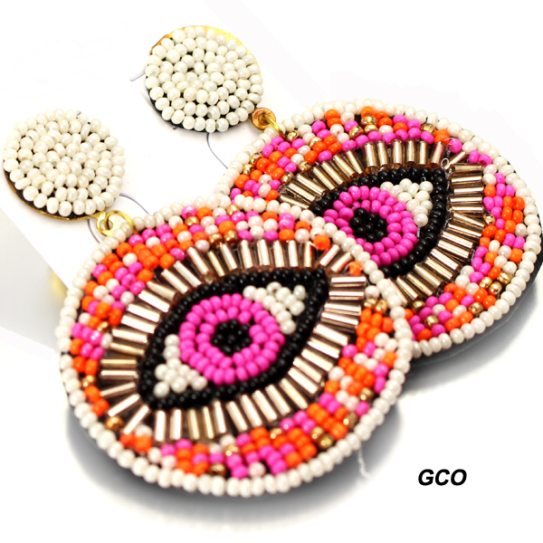 FASHION EVIL EYE BEAD ER(EF1036-AE3502)