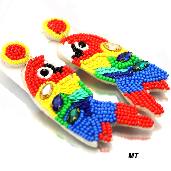 FASHION SEED BEAD PARROT ER(EF1047-EB0013)