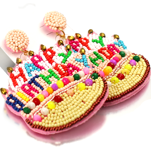 FASHION BIRTHDAY SEED BEAD ER(EF1082-EB0032)