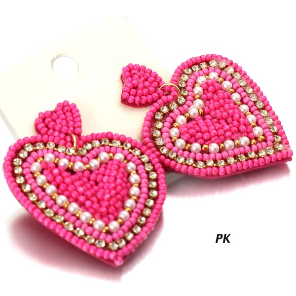 FASHION SEED BEAD HEART ER(EF1188-ME728)