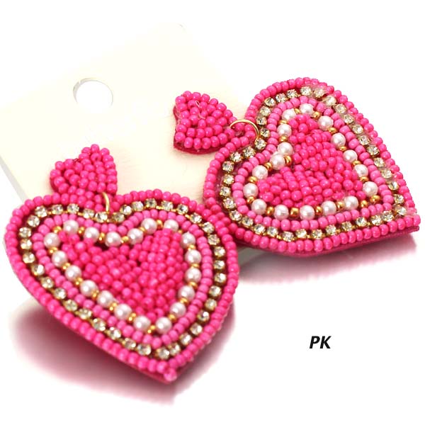 FASHION SEED BEAD HEART ER(EF1188-ME728)