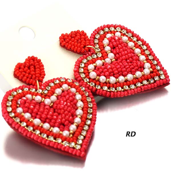 FASHION SEED BEAD HEART ER(EF1188-ME728)