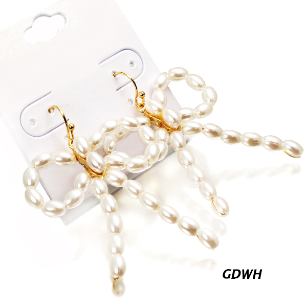 FASHION BOW DANGLE PEARL ER(EF1216-28027)