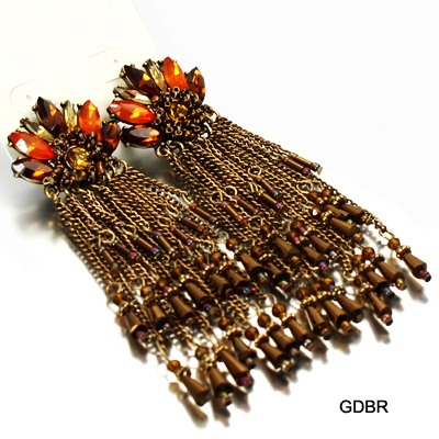 FASHION STONE W BEAD TASSEL ER(EF0043-IE0187)