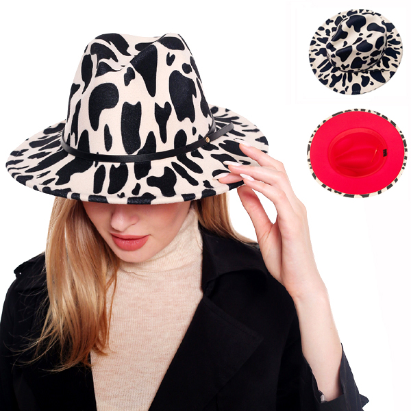 FASHION FEDORA COW HAT(HA0055-H3069)