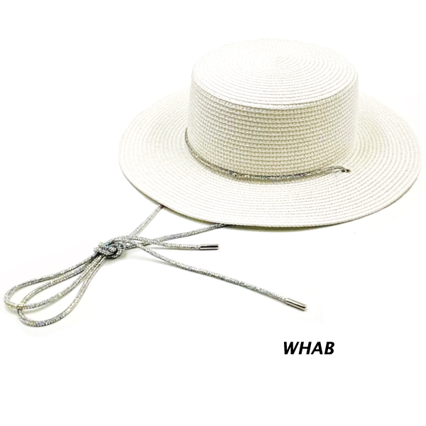 FASHION RHINESTONE STRING STRAW HAT(HA0117-HT0497)