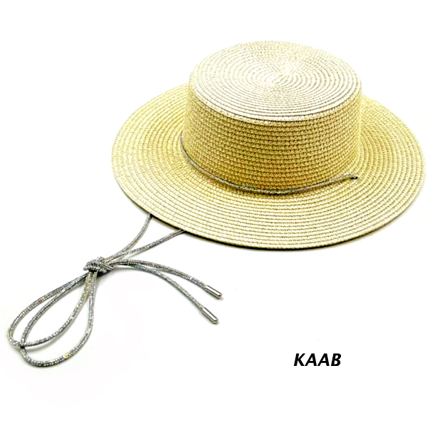 FASHION RHINESTONE STRING STRAW HAT(HA0117-HT0497)