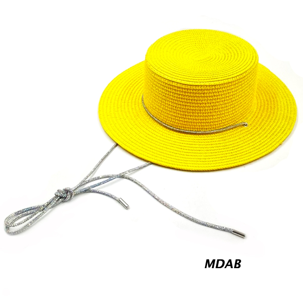 FASHION RHINESTONE STRING STRAW HAT(HA0117-HT0497)