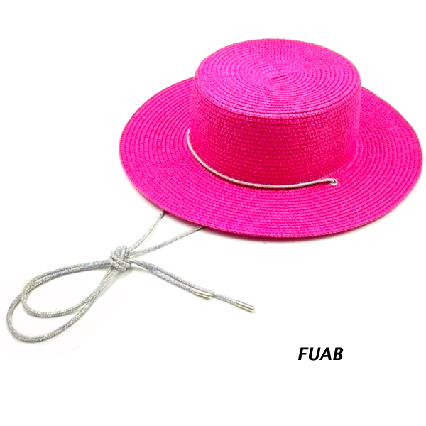 FASHION RHINESTONE STRING STRAW HAT(HA0117-HT0497)