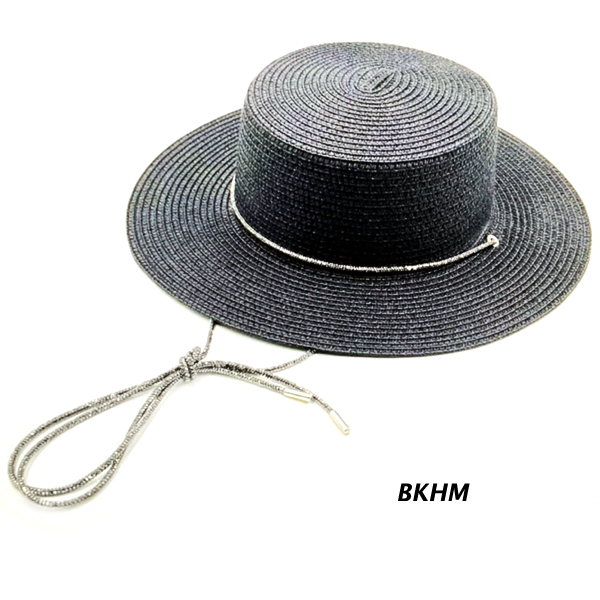 FASHION RHINESTONE STRING STRAW HAT(HA0118-HT0497)