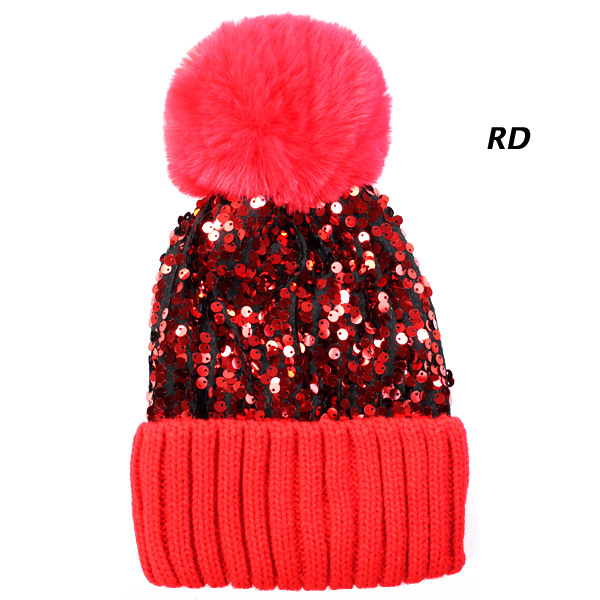 FASHION SEQUENCE POMPOM HAT(HA0120-HT0357)