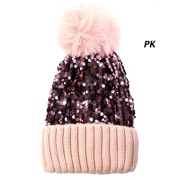 FASHION SEQUENCE POMPOM HAT(HA0120-HT0357)