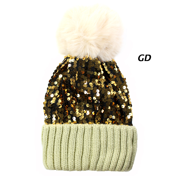 FASHION SEQUENCE POMPOM HAT(HA0120-HT0357)