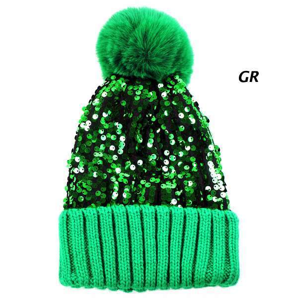 FASHION SEQUENCE POMPOM HAT(HA0120-HT0357)