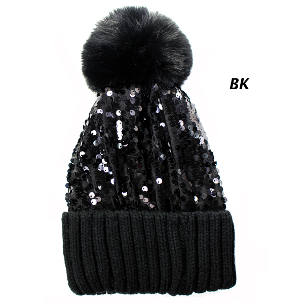 FASHION SEQUENCE POMPOM HAT(HA0120-HT0357)