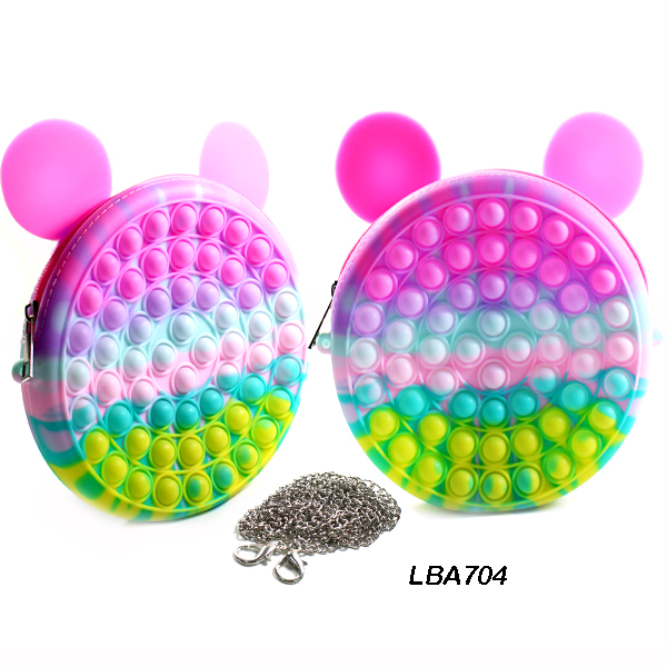 RAINBOW SILICONE POP FIDGET CROSS BAG7.5"(HF0195-LBA704)