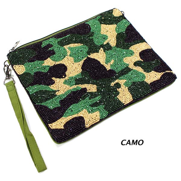 FASHION CAMO SEED BEAD PURSE(HF0329-MB1037)