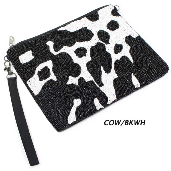 FASHION COW SEED BEAD PURSE(HF0332-MB1039)