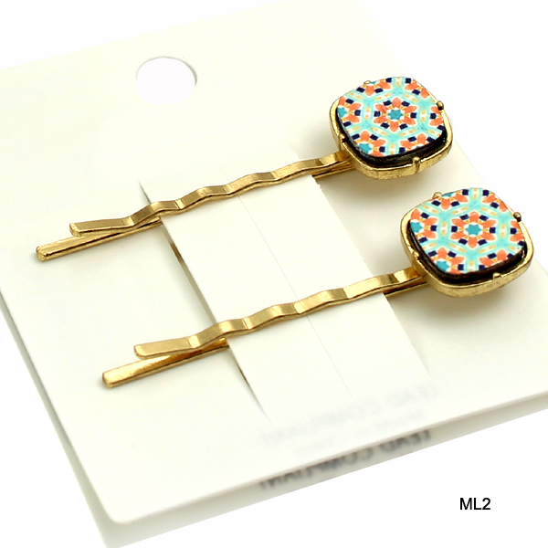 LEATHER SEMI WOOD HAIR PIN(HP0009-CH0012)