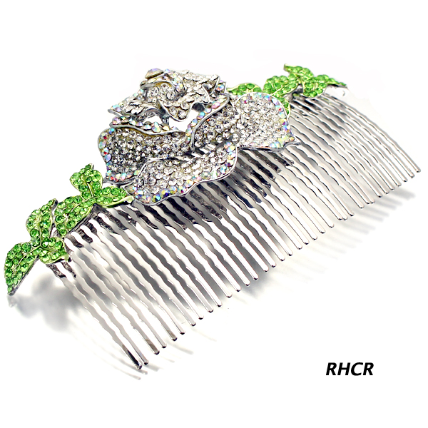 FASHION STONE FLOWER HAIR COMB PIN(HP0022-HSB1120)