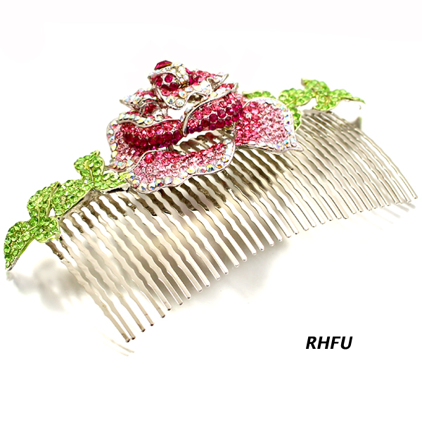 FASHION STONE FLOWER HAIR COMB PIN(HP0023-HSB1120)