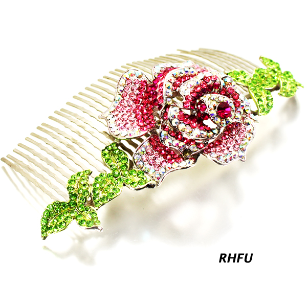 FASHION STONE FLOWER HAIR COMB PIN(HP0023-HSB1120)