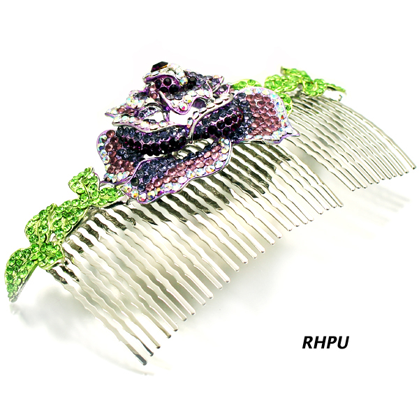 FASHION STONE FLOWER HAIR COMB PIN(HP0024-HSB1120)