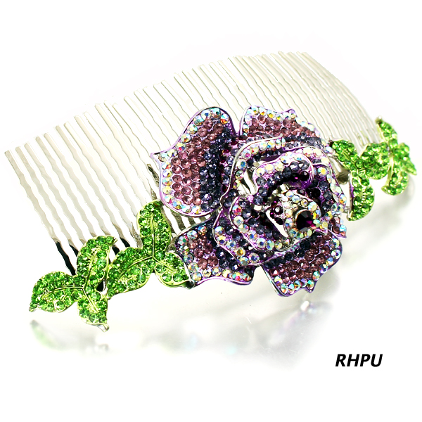 FASHION STONE FLOWER HAIR COMB PIN(HP0024-HSB1120)