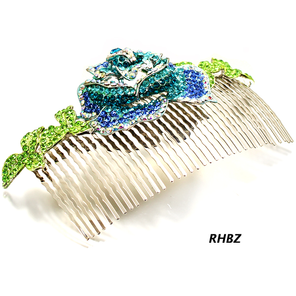 FASHION STONE FLOWER HAIR COMB PIN(HP0025-HSB1120)