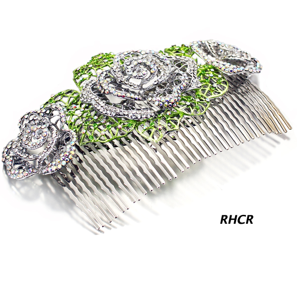 FASHION STONE FLOWER HAIR COMB PIN(HP0028-HSB1121)