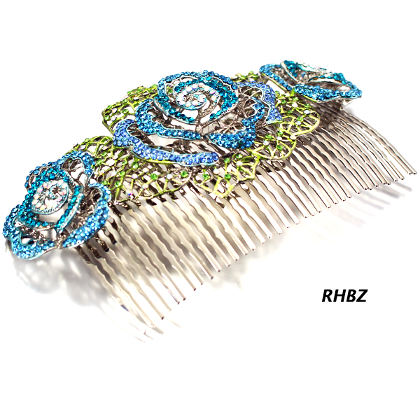 FASHION STONE FLOWER HAIR COMB PIN(HP0029-HSB1121)