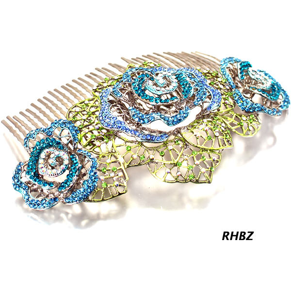 FASHION STONE FLOWER HAIR COMB PIN(HP0029-HSB1121)