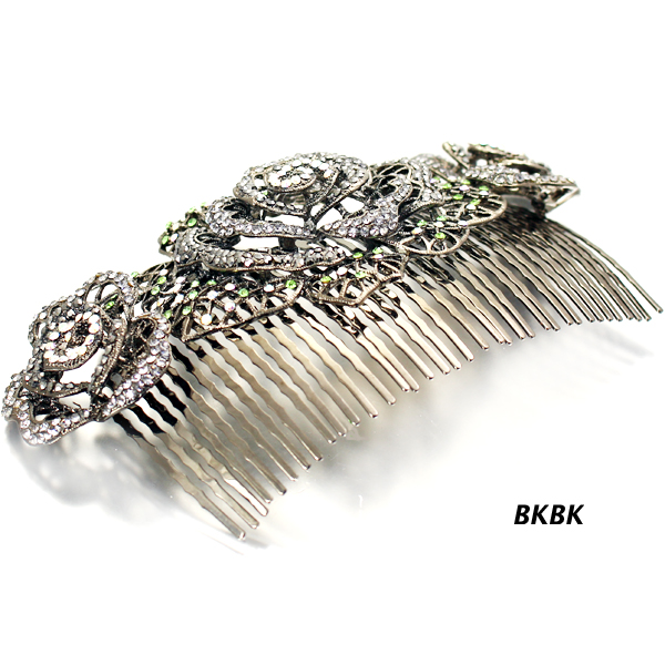 FASHION STONE FLOWER HAIR COMB PIN(HP0030-HSB1121)