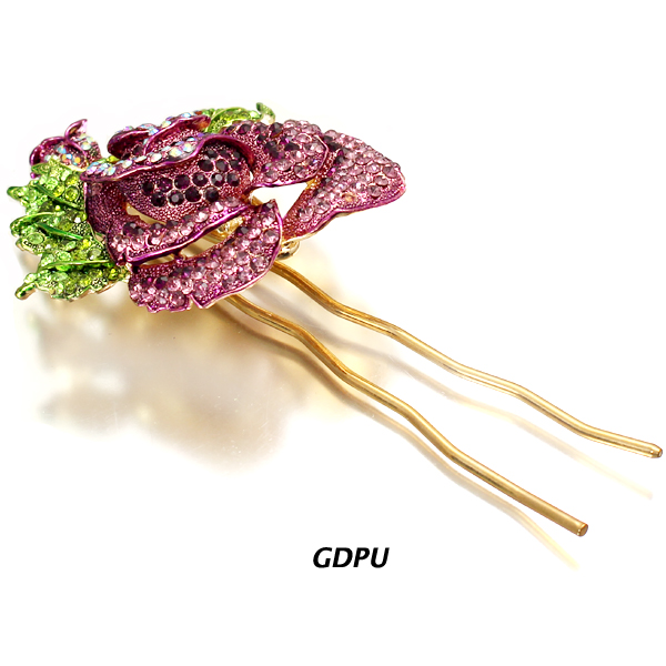 FASHION STONE FLOWER HAIR STICK(HP0032-HSB1141)