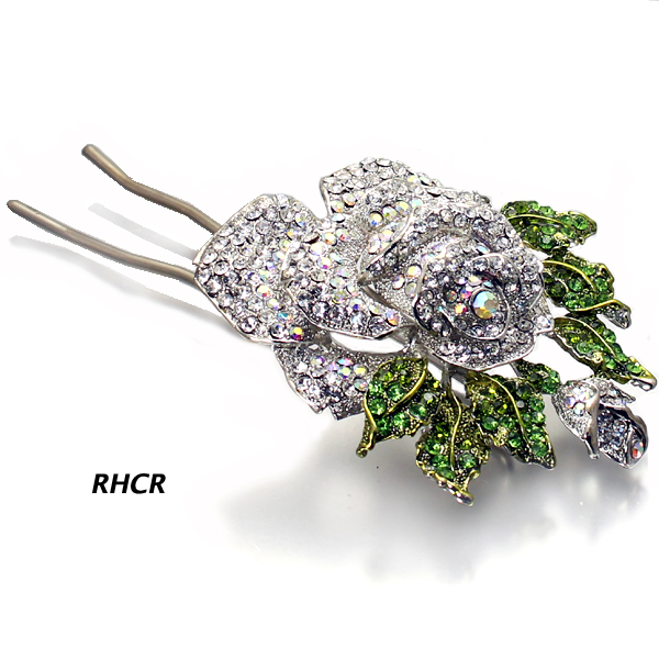 FASHION STONE FLOWER HAIR STICK(HP0033-HSB1141)