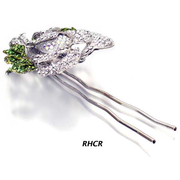 FASHION STONE FLOWER HAIR STICK(HP0033-HSB1141)