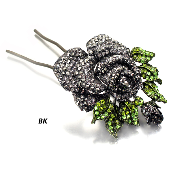 FASHION STONE FLOWER HAIR STICK(HP0034-HSB1141)