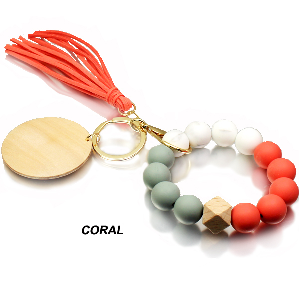 FASHION SILICON W WOOD KEY CHAIN(KM0049-SW)