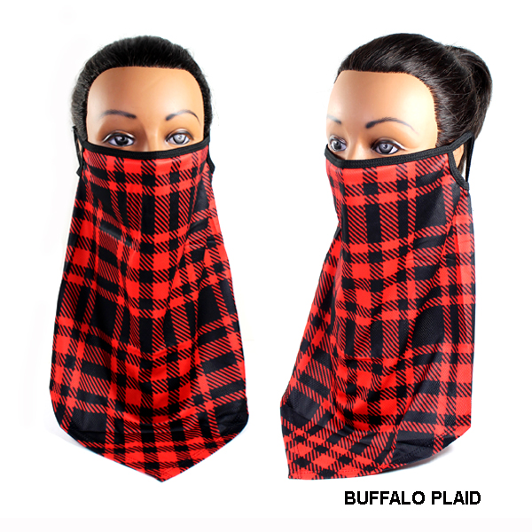 DZ-FASHION BUFFALO PLAID DZ MASK SCARF(MK-DZ0237-MAC)