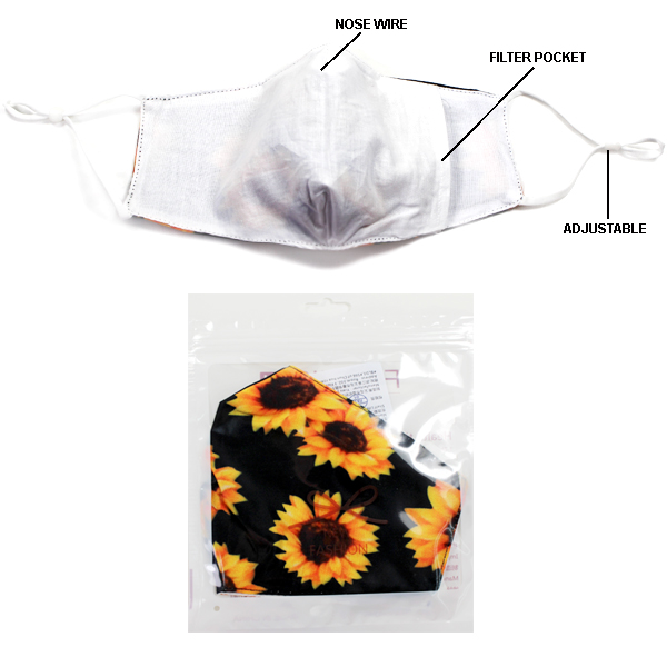 DZ-FASHION SUN FLOWER PRINT FILTER POCK MASK(MK-DZ0269-FAMS1106)