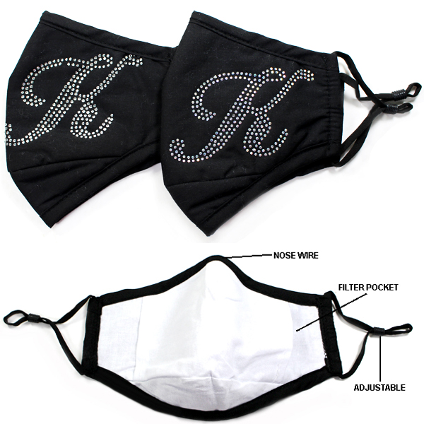 DZ-"K"FASHION CLEAR/AB INITIAL COTTON MASK(MK-DZ0285-DMK226K)